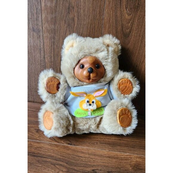 Vintage William Tung 1993 Edward Easter Wooden Bear Holiday Decor - Picture 1 of 10